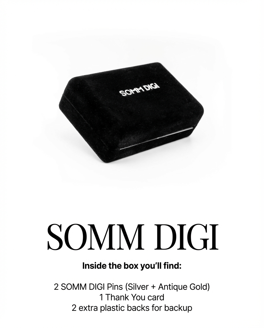 SOMM DIGI black velvet sommelier pin storage box for wine professionals